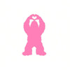 Pink vinyl decal of a Bigfoot heart hands silhouette