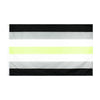 A black, white, and light green horizontal striped flag banner.