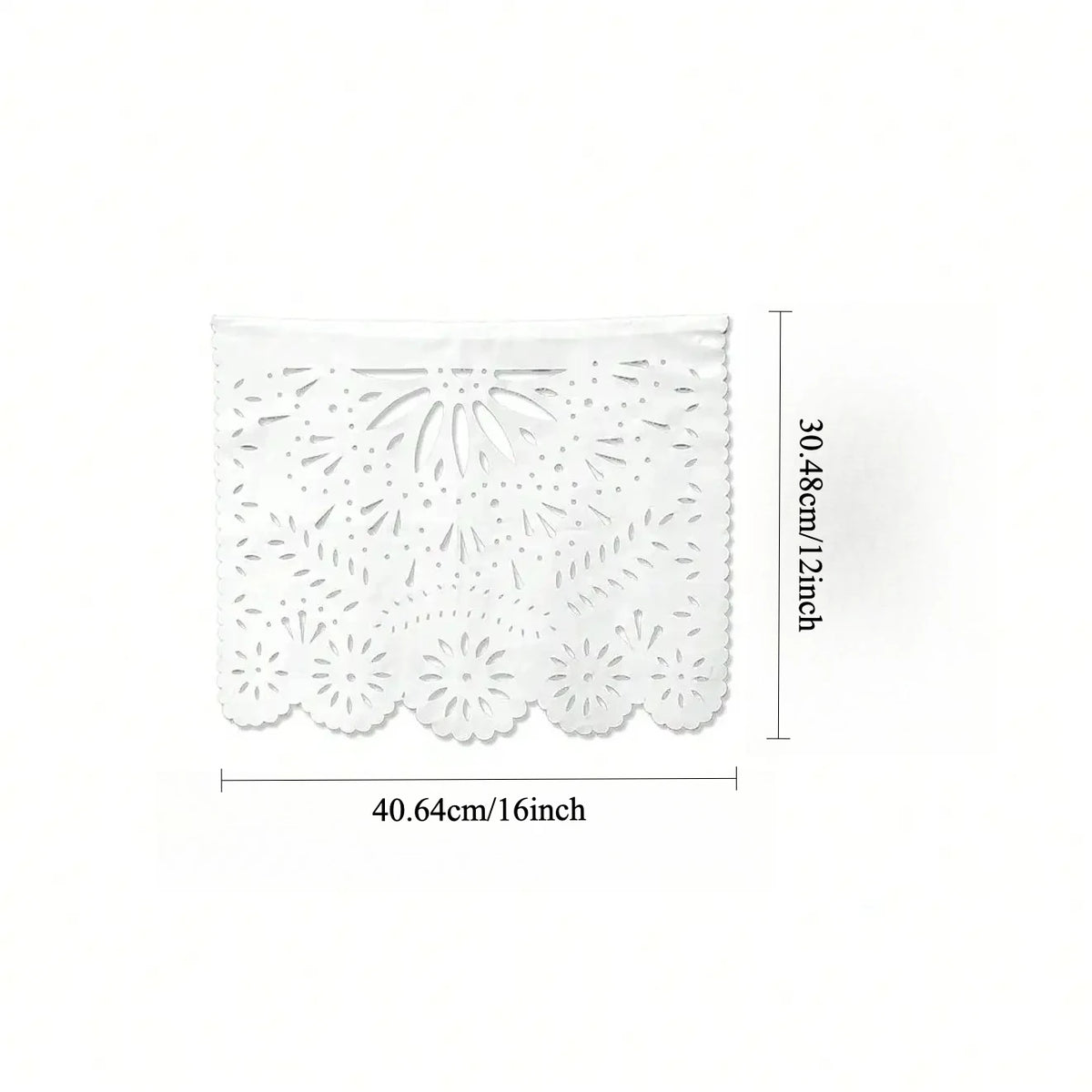 White Mexican fiesta cutout banner featuring intricate patterns for Dia de Muertos and party decor