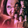 A movie poster featuring Chucky with several other characters in a horror theme.