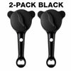 A pair of black multifunctional jar and bottle openers with adjustable grips.