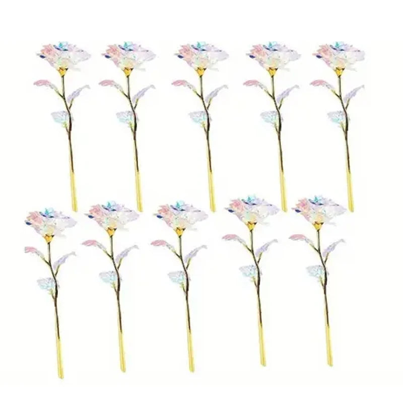 A set of twelve realistic white artificial roses in various stages of bloom and color.