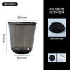 Transparente schwarze PET-Einwegbecher mit Deckel und Strohhalm, Profilansicht.