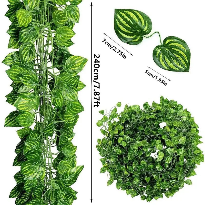 Artificial ivy vine garland featuring green leaves used for wall and home decor