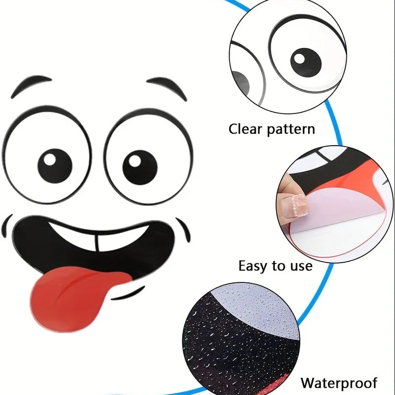 A set of funny cartoon stickers demonstrating clear patterns, ease of use, and waterproof features.