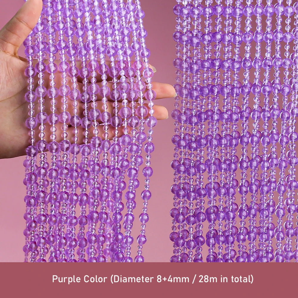 Rideau de porte en perles de cristal violet, diamètre 8+4mm, totalisant 28 mètres