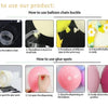 Instructions showing how to use a balloon chain buckle and glue spots for a cartoon capybara foil balloon set