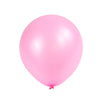 A single, smooth pink latex balloon against a white background.