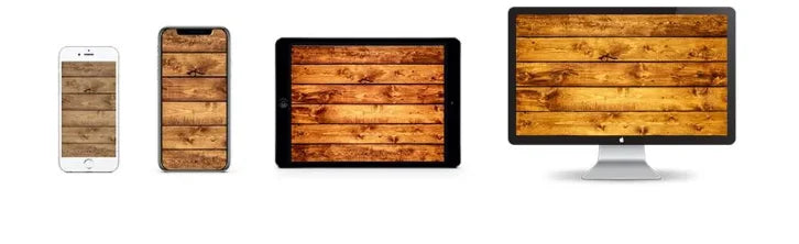 A series of devices, including a smartphone and tablets, featuring a rustic wooden texture backdrop for festive celebrations.