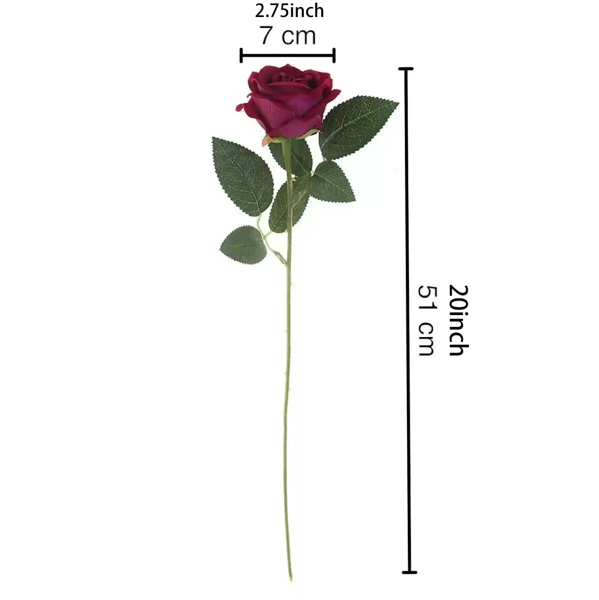 Realistic Velvet Artificial Roses – 20" Stems for Weddings & Home Décor