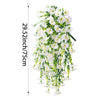 A long, cascading silk peony hanging garland featuring white and light green flowers.