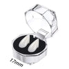Clear plastic case of realistic vampire fangs with adjustable fit for Halloween costumes