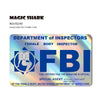 A holographic credit card skin sticker featuring the FBI Department of Inspectors seal and text.