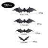 A set of black PVC bat wall decor pieces shown with various sizes and quantities.