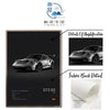 A framed canvas print of a Porsche 911 GT3 RS car with details on amplification and fabric back material.