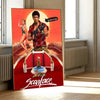 Impression sur toile d'un poster d'Al Pacino dans Scarface, chemise rouge et bijoux dorés sur fond rouge.