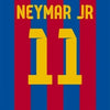 A vertical canvas print featuring the name Neymar Jr and the number 11 in yellow on a red and blue striped background.