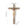 A hand-painted resin cross statue depicting Jesus Christ on a wooden cross for home decor.