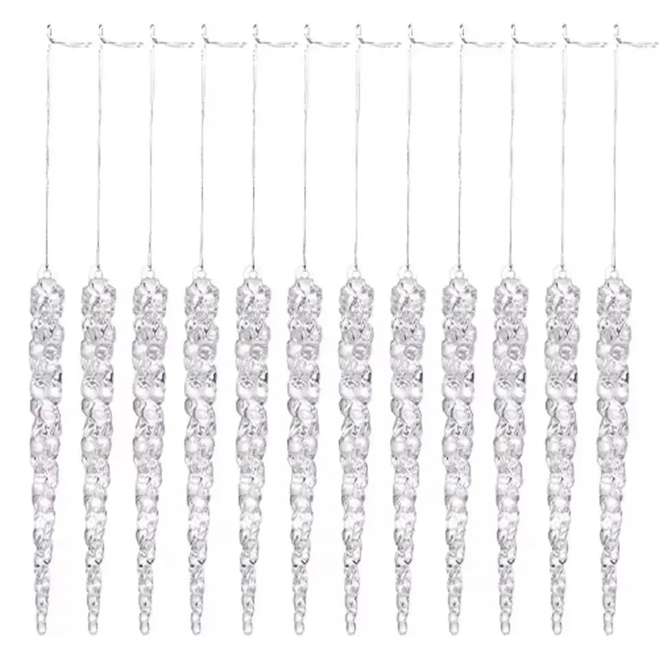Acrylic Icicle Christmas Tree Ornaments (Set of 12)