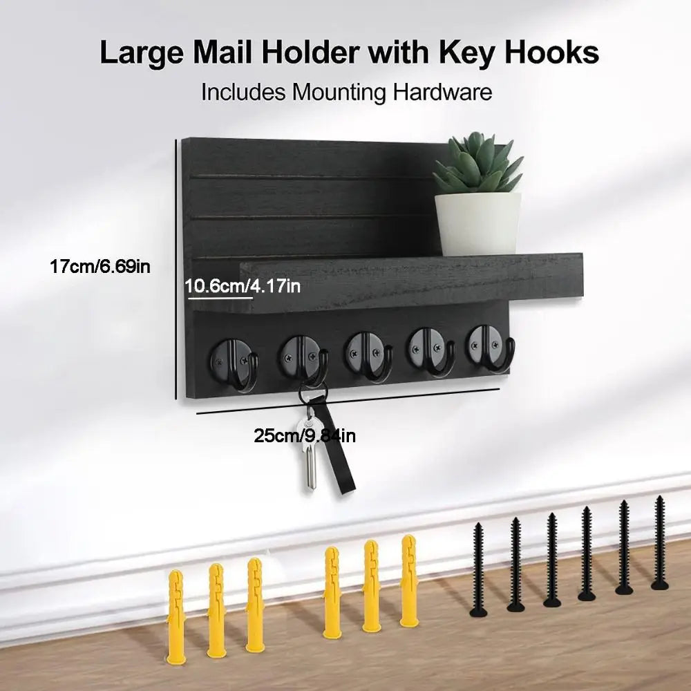Wooden Wall Key Holder with Shelf