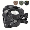 Masque de cosplay crâne intégral anti-vent noir avec divers designs de crânes.