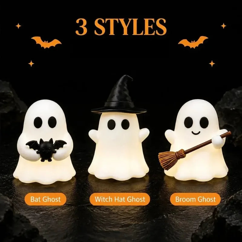 Glow-in-the-Dark Mini Ghost Figurine for Halloween Décor