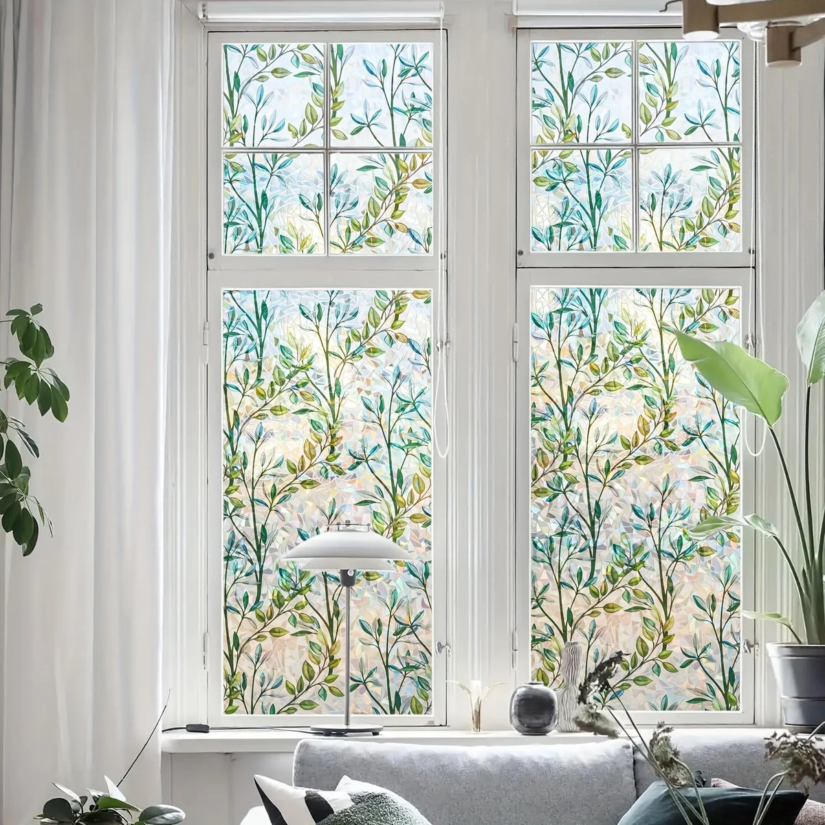 3D Stained Glass Privacy Window Film – Static Cling, Removable, UV & Heat Control