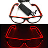 Pair of black wire party glasses with red LED light frame and lenses
