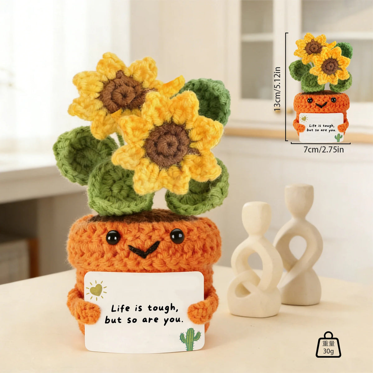 Handmade Crochet Tulip & Sunflower Potted Plant Set