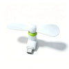 A white portable USB-C mini fan with soft blades and a charging port.