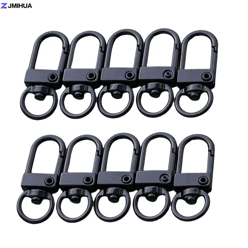 A set of black lobster clasp hooks for jewelry making and DIY crafts