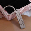 Silver stainless steel keychain engraved with the message I drive I love you handsome