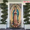 Guadalupe Madonna Religious Wall Art Gate Flag with Golden Halo and Floral Design
