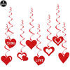 Eight pieces of red heart letter balloons with a glittery foil finish