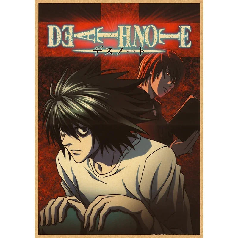Anime artwork featuring a dark-haired male character with intense eyes and long hair against a red background.