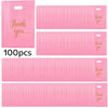 A pack of 100 pink clear plastic gift bags with thank you text printed on them.