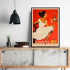 A framed canvas print featuring a vintage cocktail bar theme with an orange bottle and fruit.