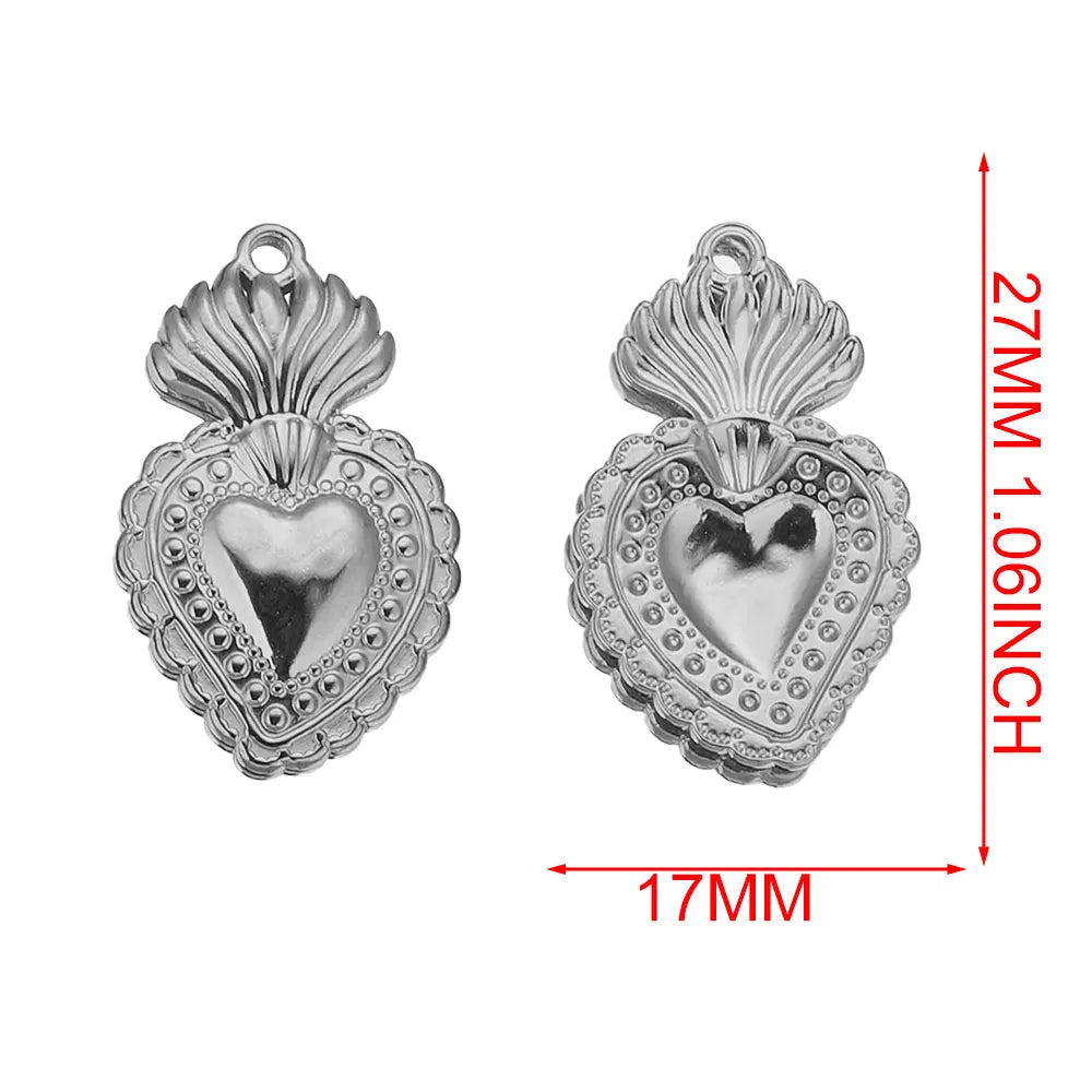 Gold Sacred Heart Charms for Jewelry Making
