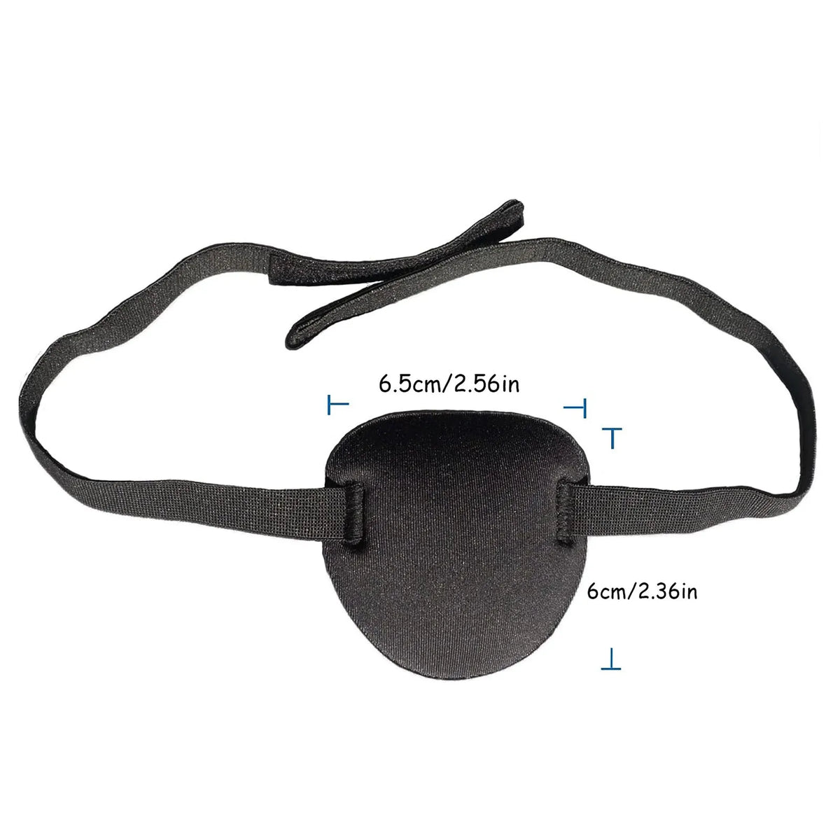 Black adjustable 3D single eye patch for adults and kids with a strap and a circular pad.
