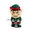 A green and red clockwork wind-up figurine of a man wearing a hat and jacket with white accents.