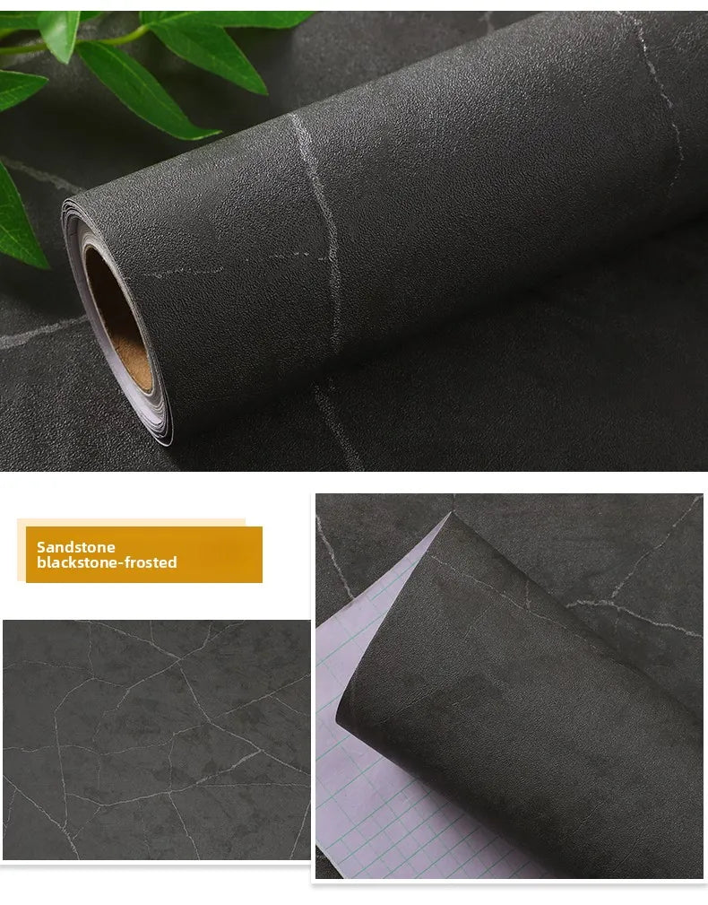 Roll of matte black stone-frosted self-adhesive wallpaper for kitchen and furniture