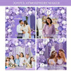 A purple butterfly balloon arch kit with curling ribbon for party decor featuring balloons and a woman.