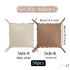 Set of 51 double-sided square foil balloon wall panels in milky white and caramel colors