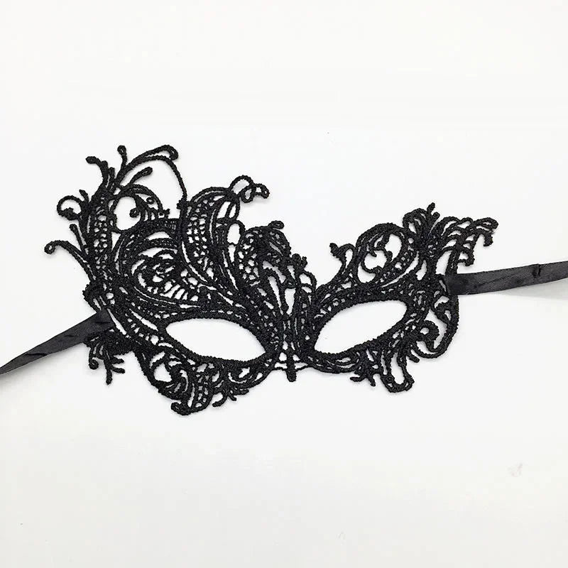 Elegant black lace half face mask for masquerade and costume parties