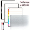 A flat package of a daily planner in a gift box with magnetic dry erase calendar pages visible.