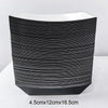 Stack of black disposable paper food trays with dimensions 4.5cm x 12cm x 16.5cm