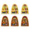 Six silicone bookshelf beads in natural and earthy tones, arranged in various colors and sizes for DIY projects.