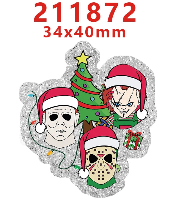 Silver glitter Christmas acrylic charms measuring 34x40mm for DIY hair bows