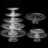 A set of clear acrylic serving plates for desserts, salads, and everyday entertaining, displayed against a black background.