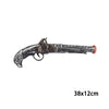 A realistic replica of a pirate pistol prop with detailed metal and wood textures.